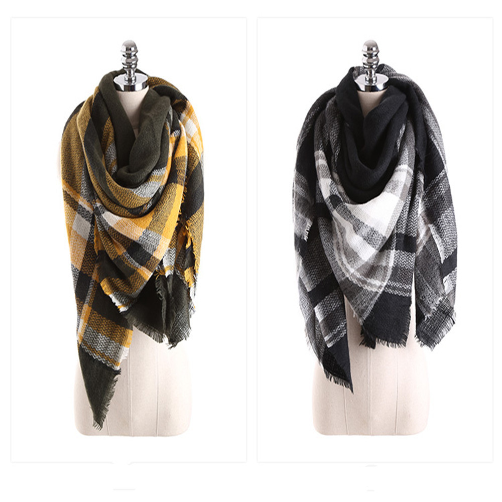 Salybaby Lattice Stitching Multicolor Color Imitation Cashmere Scarf