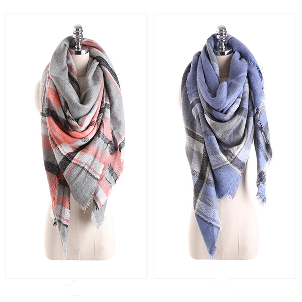 Salybaby Lattice Stitching Multicolor Color Imitation Cashmere Scarf