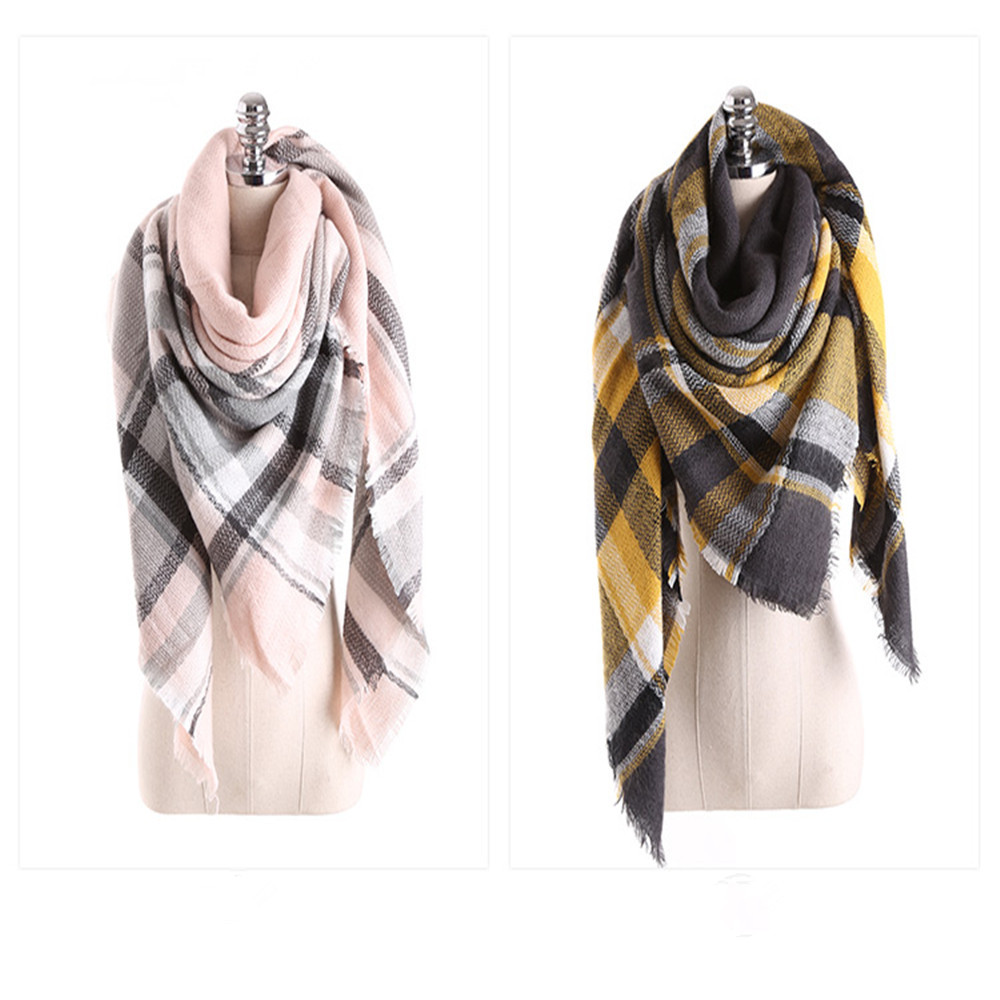 Salybaby Lattice Stitching Multicolor Color Imitation Cashmere Scarf