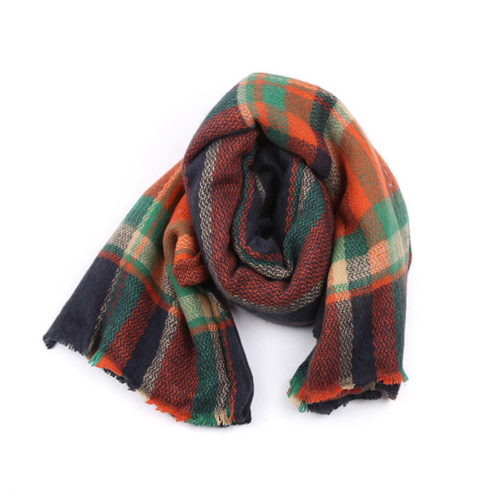 Salybaby Lattice Stitching Multicolor Color Imitation Cashmere Scarf