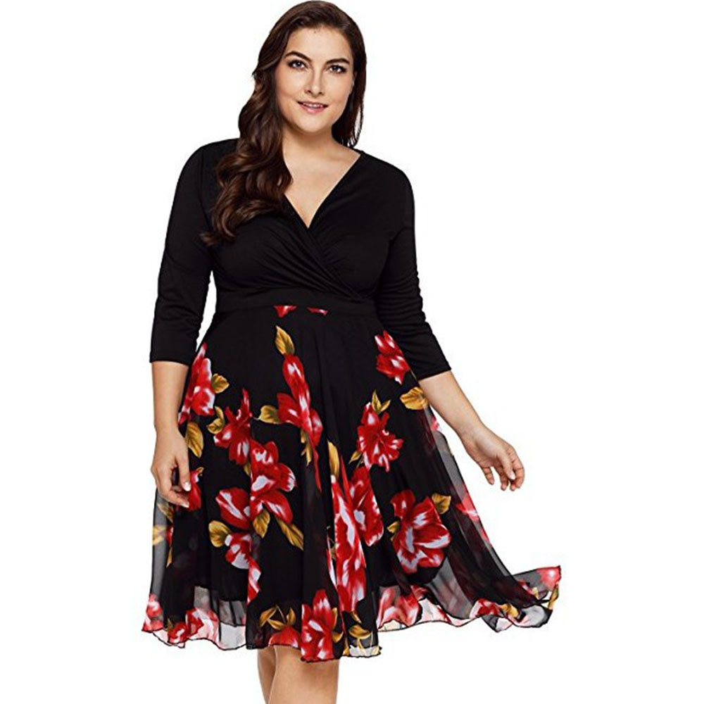 Spling Printing Half Sleeve Dress