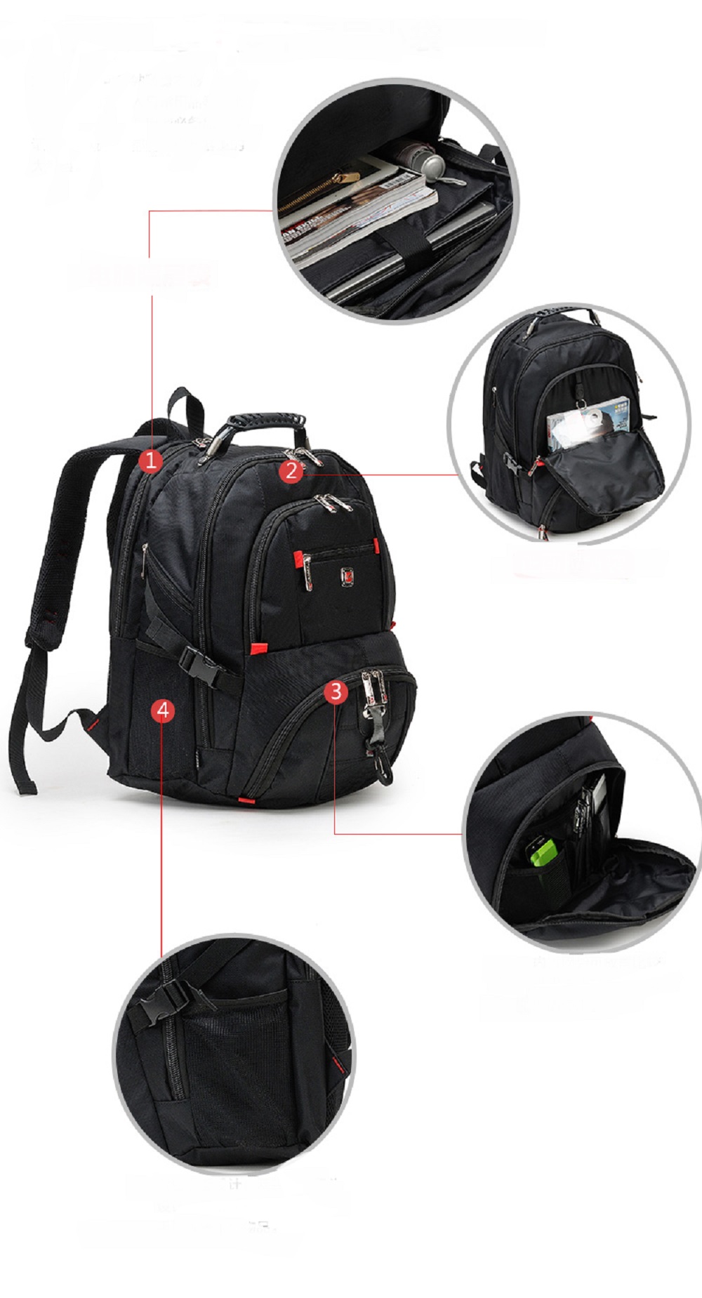 AUGUR Men Backpack Waterproof Laptop For Male Teenage college Larger Capacity Travel Bag