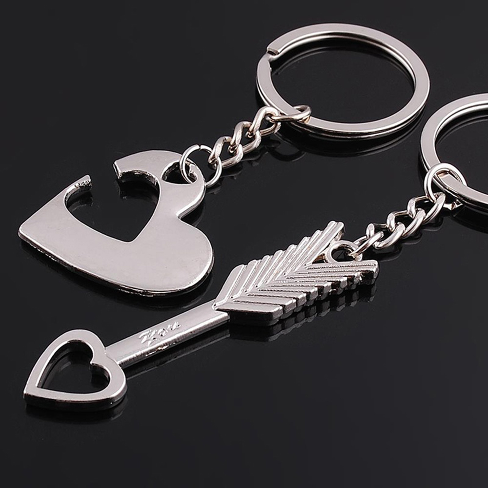 Arrow I Love You Heart & Key Couple Keychain Ring Keyring Keyfob Lover Gift