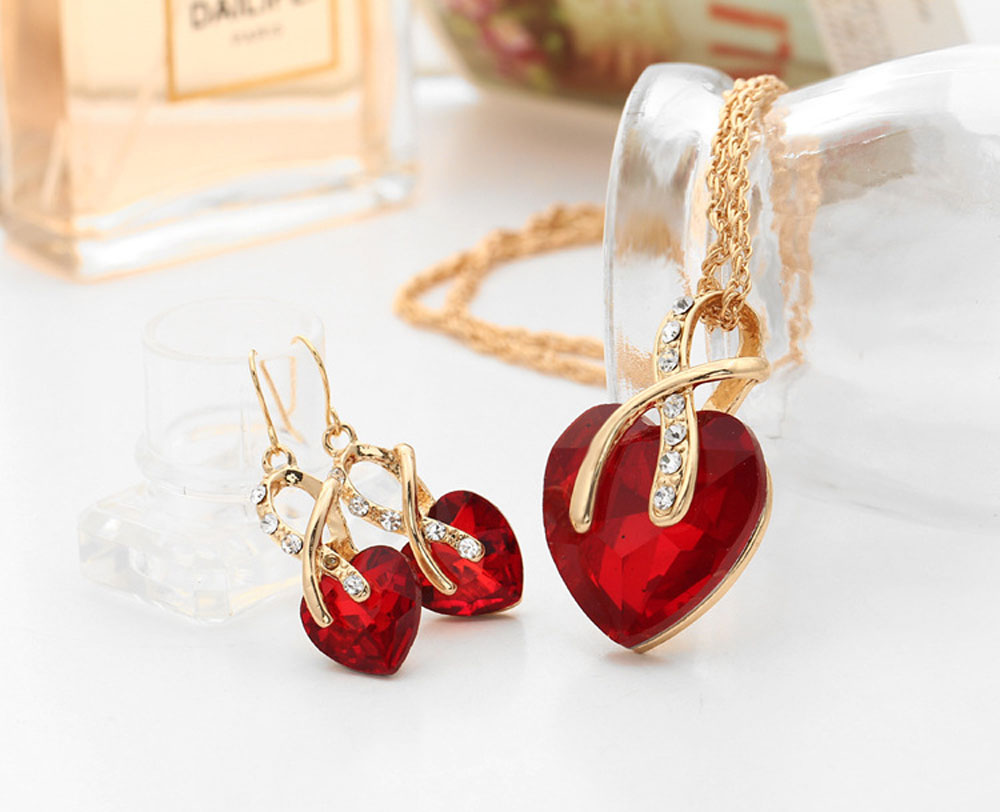 Luxury Crystal Earrings Necklace Jewelry Set