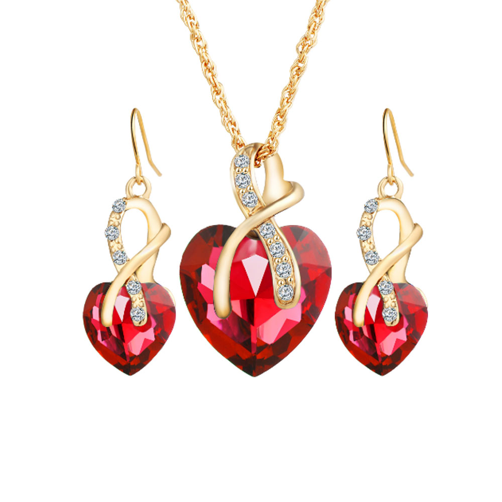Luxury Crystal Earrings Necklace Jewelry Set
