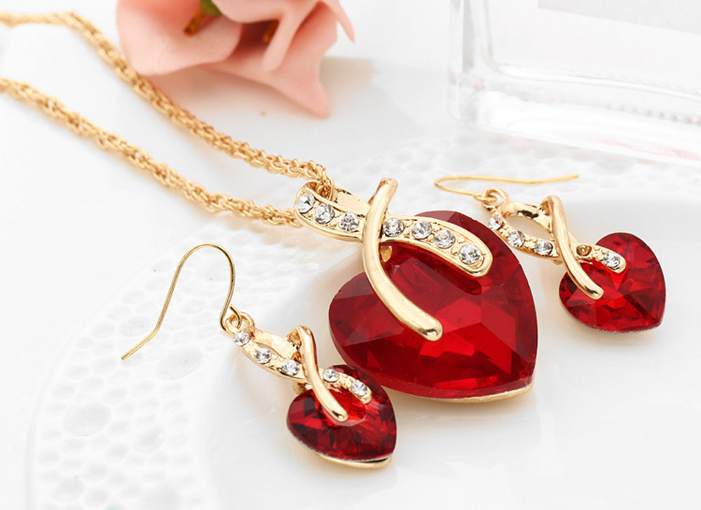 Luxury Crystal Earrings Necklace Jewelry Set