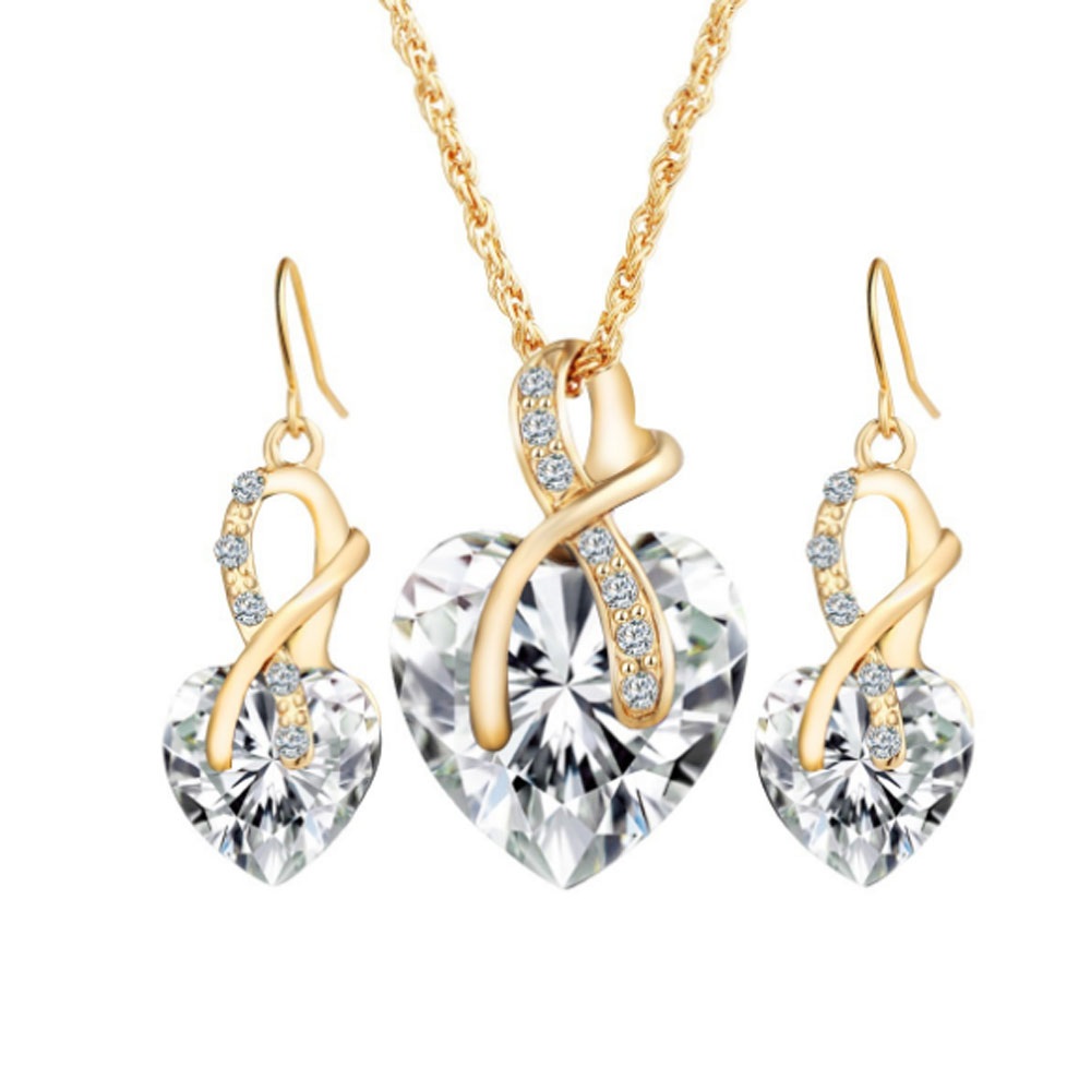 Luxury Crystal Earrings Necklace Jewelry Set