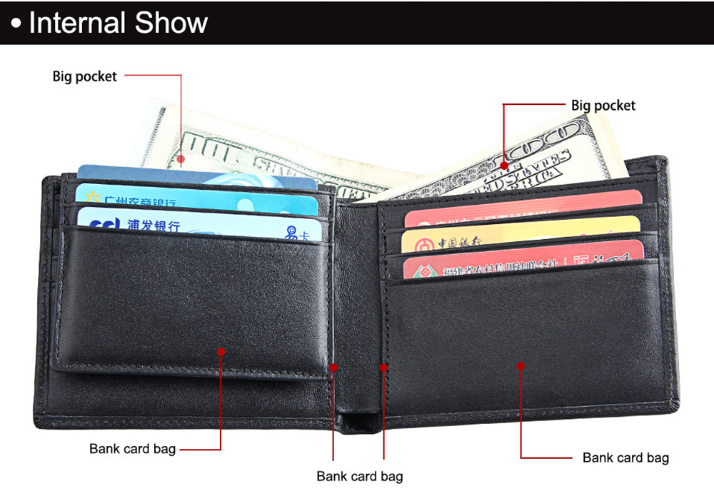 Men Short Genuine Leather Cowhide Wallet Fashion Card Holder Coin Money Male Purse 8008