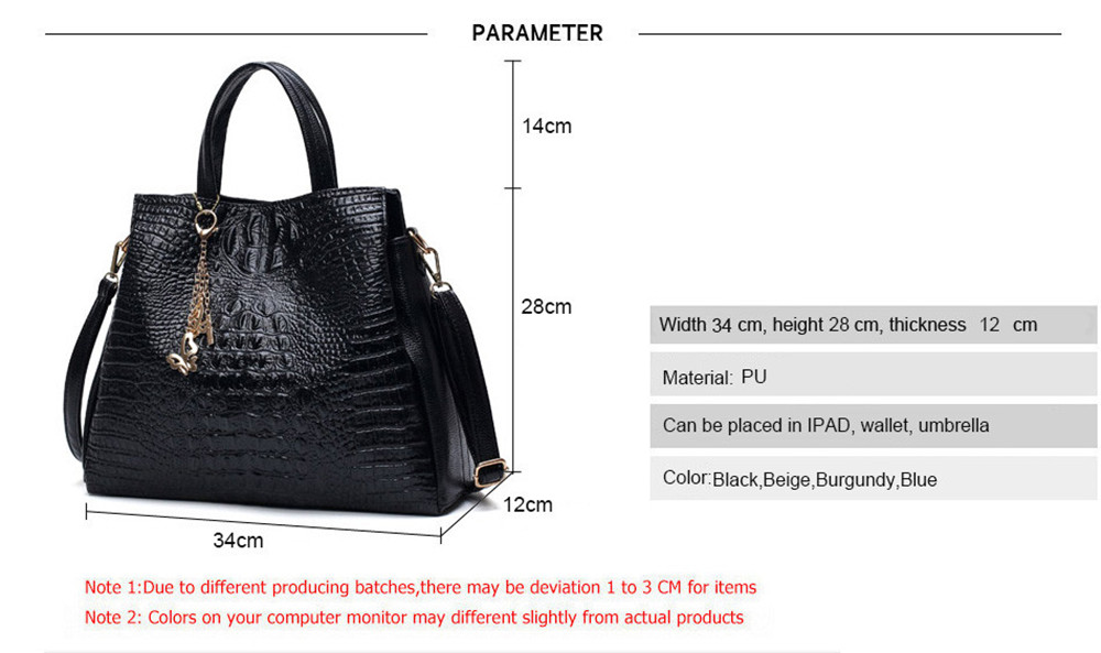 Fashion PU Leather Shoulder Bags Brand High Quality Ladies Tote Bag Women Big Handbags 2 pieces