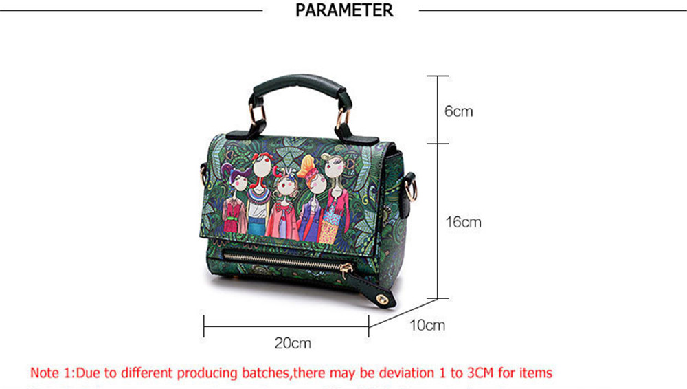 Fashion Women PU Leather Printing Messenger Bag Ladies Handbag Small Shoulder Bags