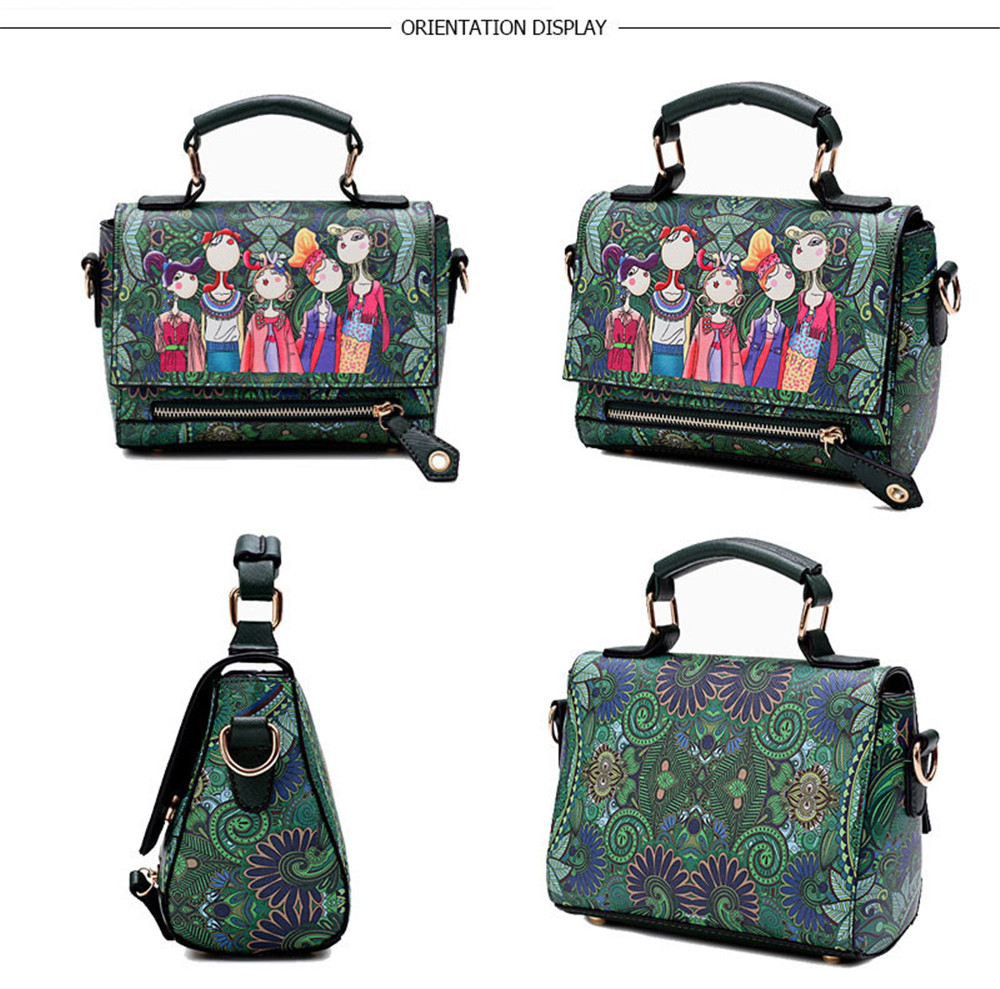 Fashion Women PU Leather Printing Messenger Bag Ladies Handbag Small Shoulder Bags