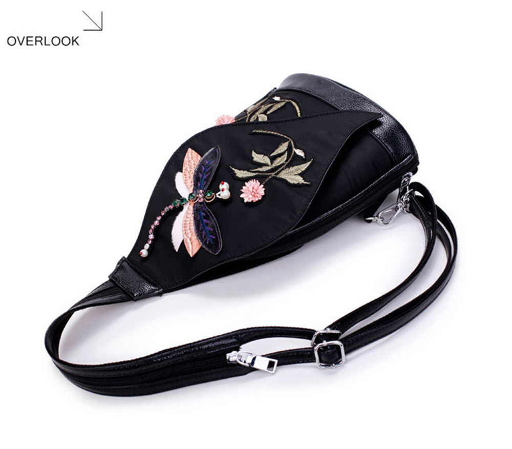 3D Diamond Dragonfly Women Shoulder Bag Embroidery Flower Ladies Backpacks School Bags For Girls