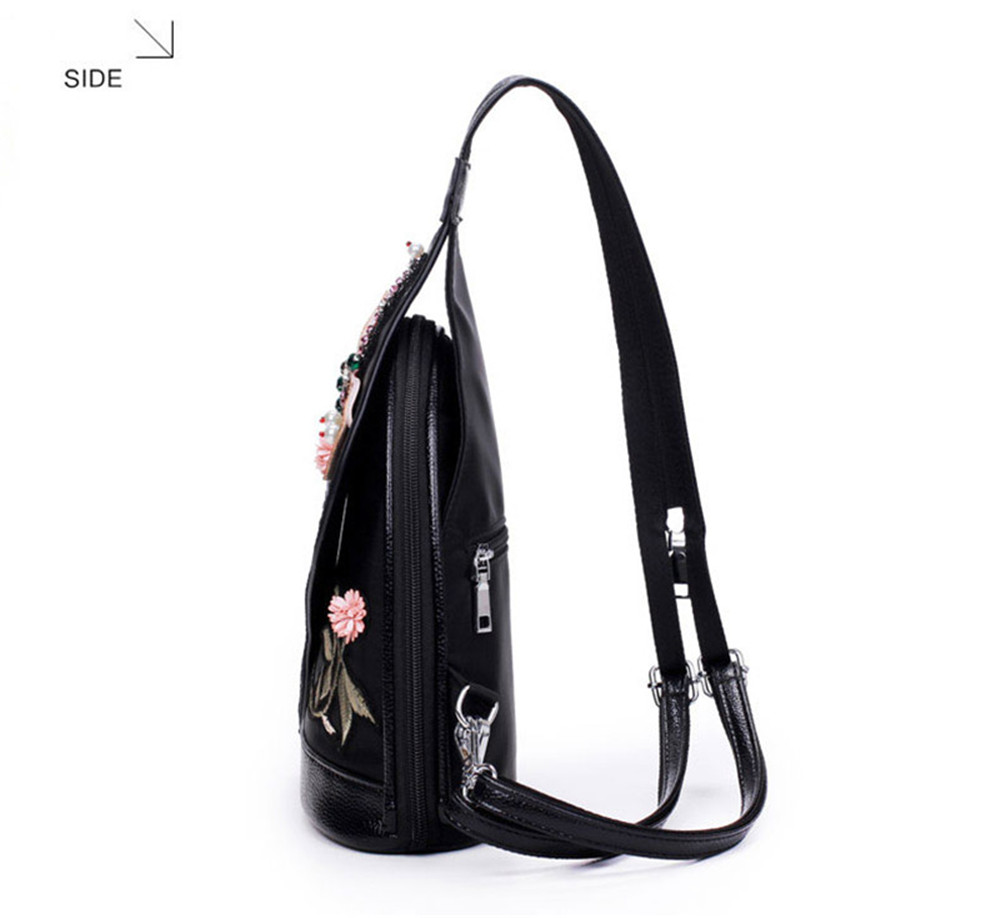 3D Diamond Dragonfly Women Shoulder Bag Embroidery Flower Ladies Backpacks School Bags For Girls