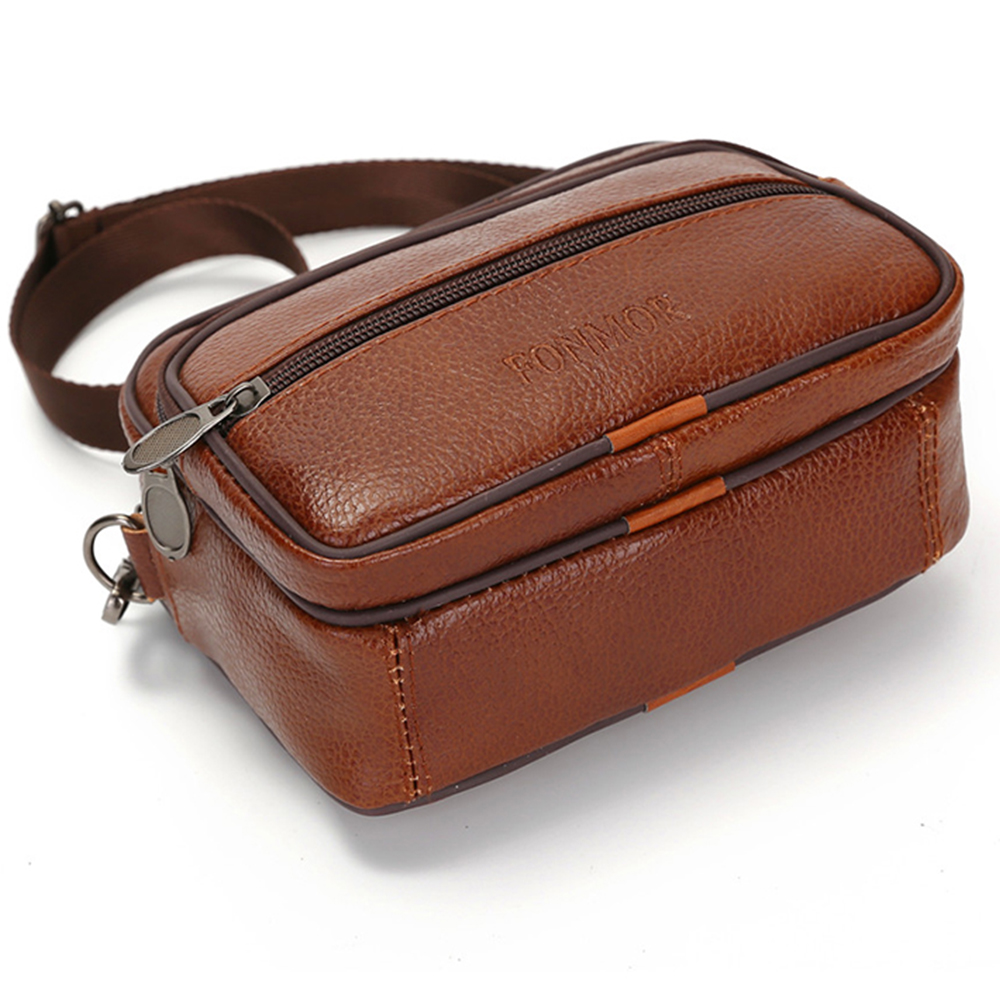 Genuine Leather Men Small Bag Shoulder Messenger Bags Travel Waist Pack Phone Pouch