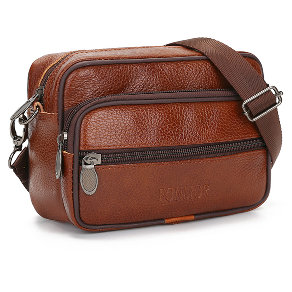 Genuine Leather Men Small Bag Shoulder Messenger Bags Travel Waist Pack Phone Pouch