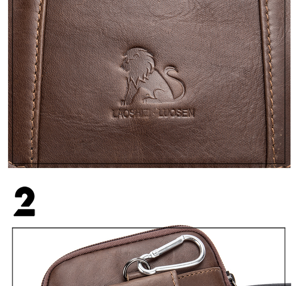 LAOSHIZI LUOSEN Spring New Arrival Genuine Leather Cowhide for Men's Cell Phone Bags