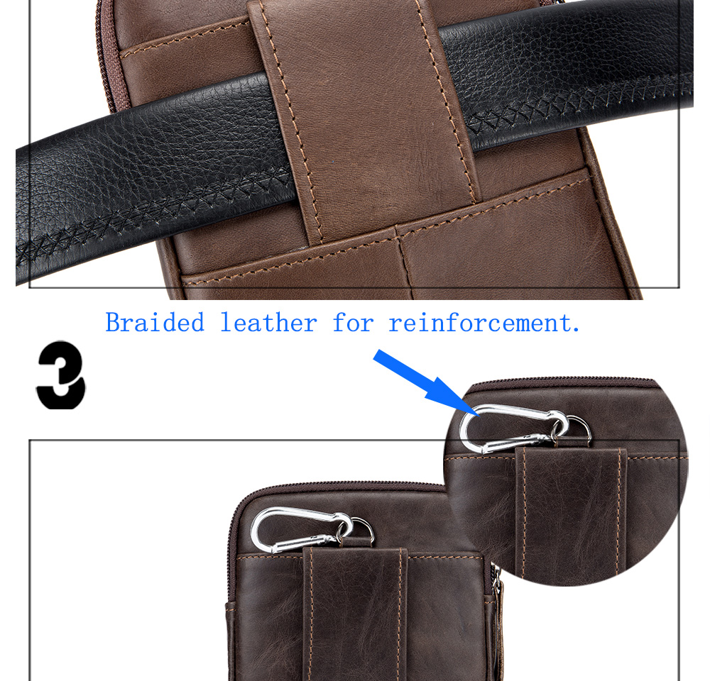 LAOSHIZI LUOSEN Spring New Arrival Genuine Leather Cowhide for Men's Cell Phone Bags