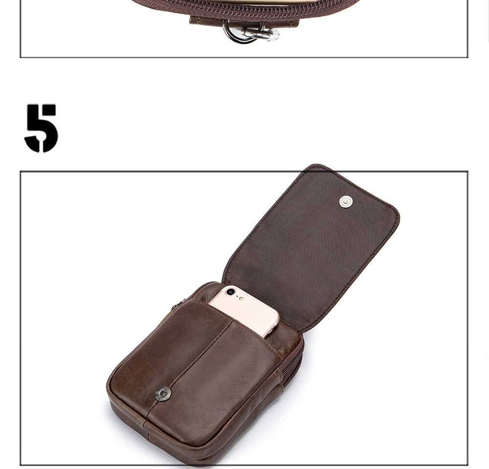 LAOSHIZI LUOSEN Spring New Arrival Genuine Leather Cowhide for Men's Cell Phone Bags