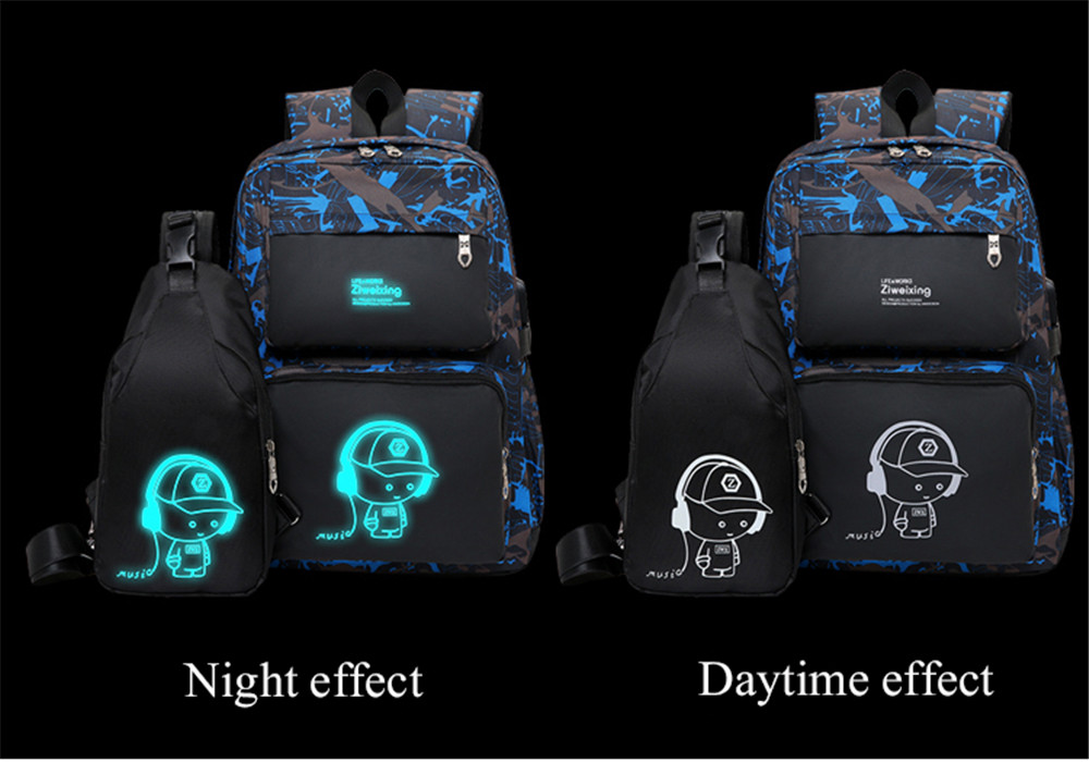 Men Backpacks Luminous Printing Women Backbag High Quality School Bags For Teenage Girls Cute Bookbags Mochila