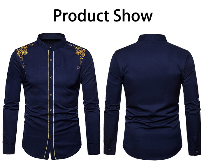 Turndown Collar Embroidered Design Shirt