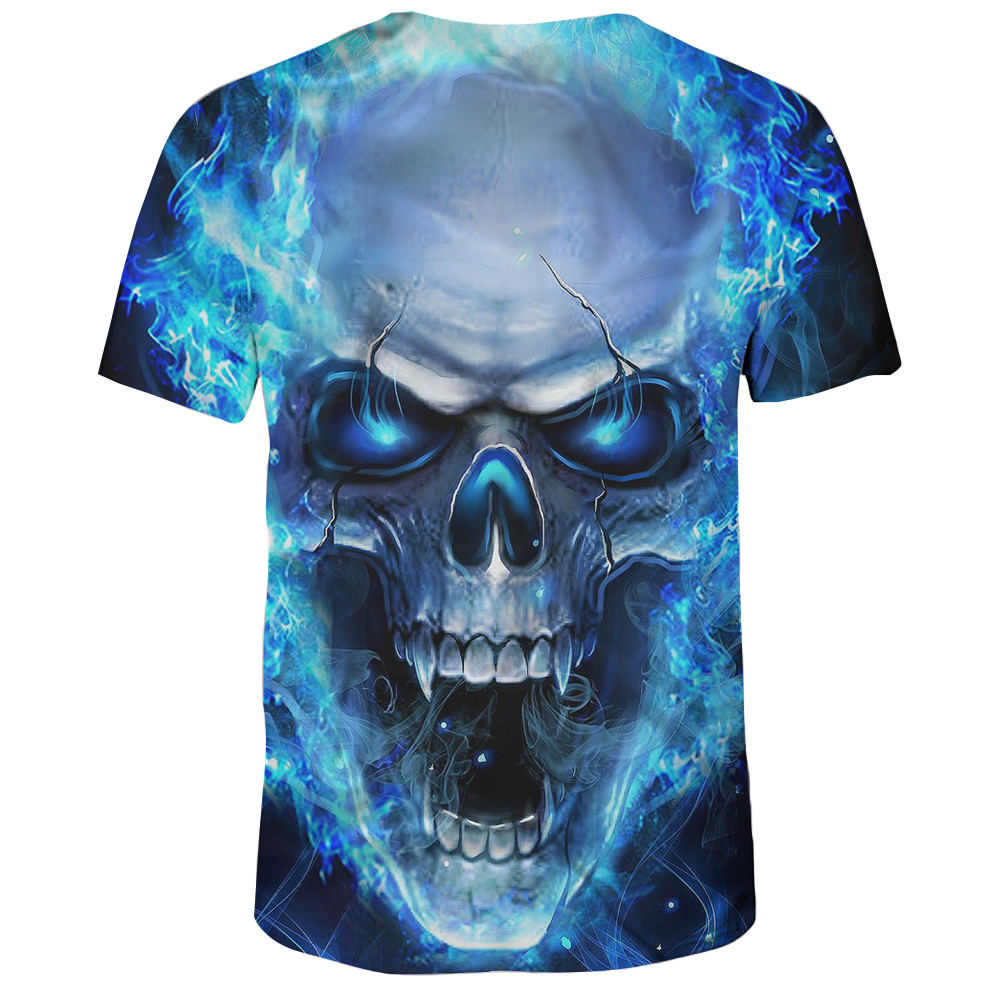 2018 Summer Blu-Ray Skull Head 3D Printing Short-Sleeved T-shirt