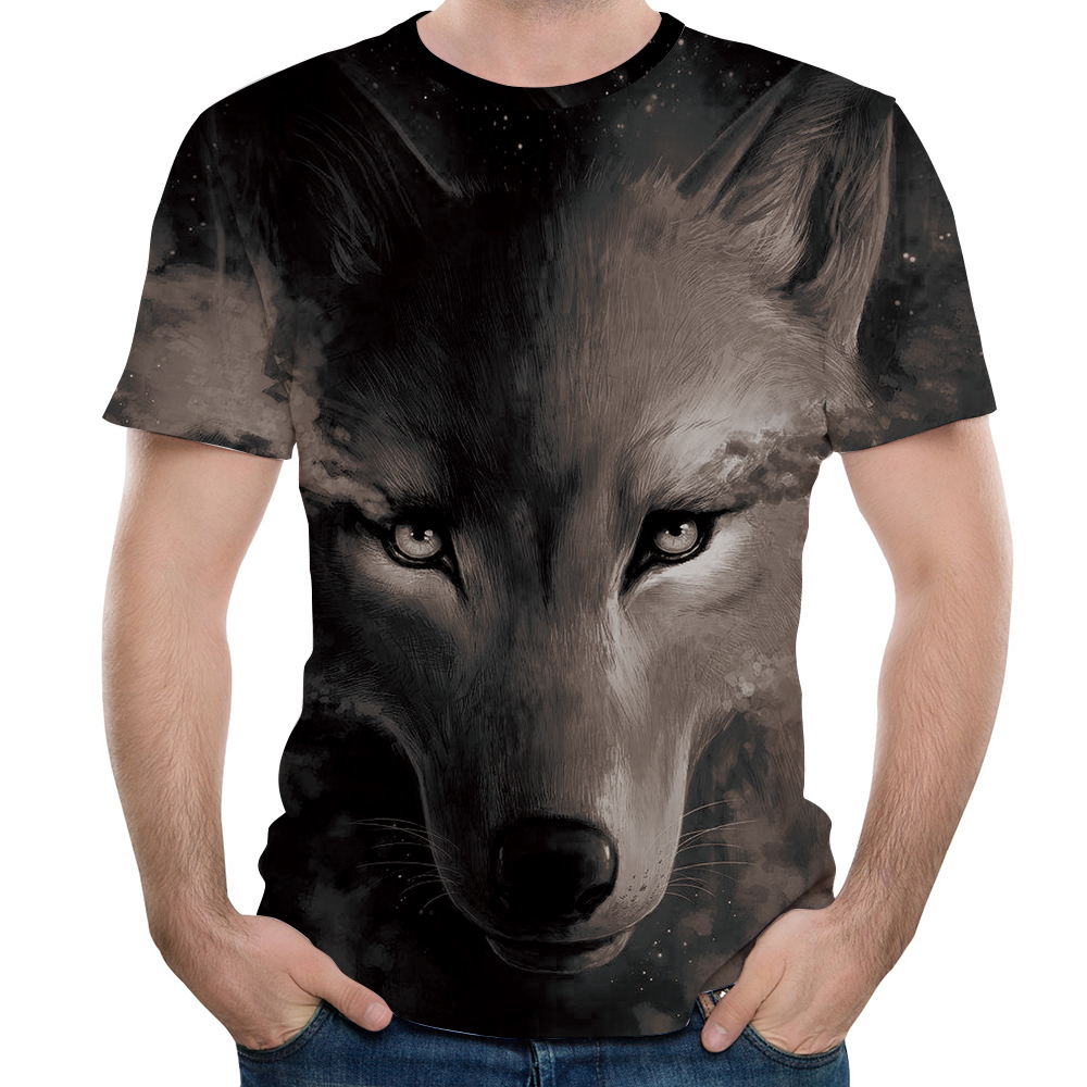 Summer Casual 3D Wolf Print Men's Short Sleeve T-shirt