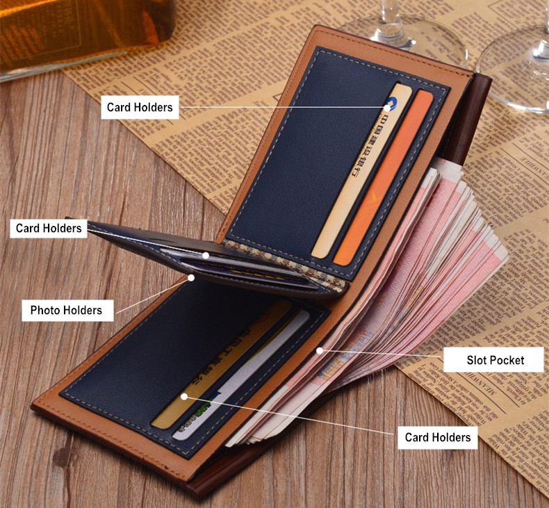 Vintage Men Leather Luxury Short Slim Male Purses Money Clip Wallet