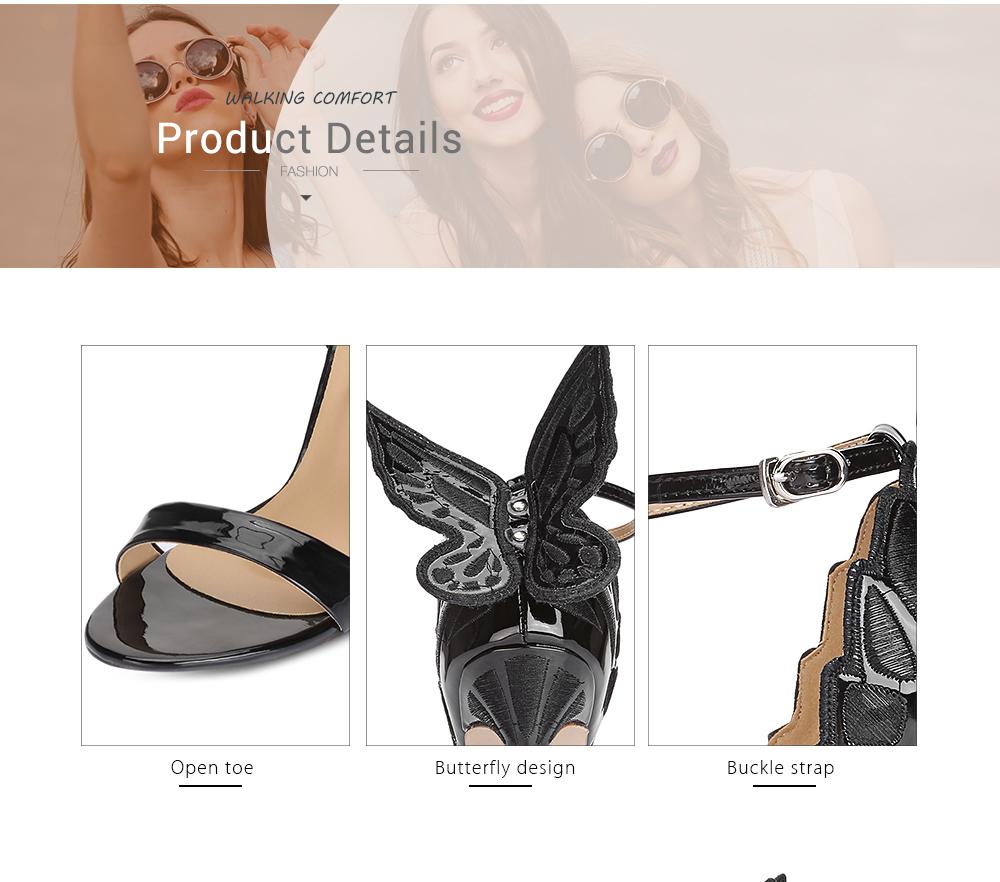 Trendy Open Toe Ankle Strap Butterfly Stiletto Heel Sandals Women Shoes