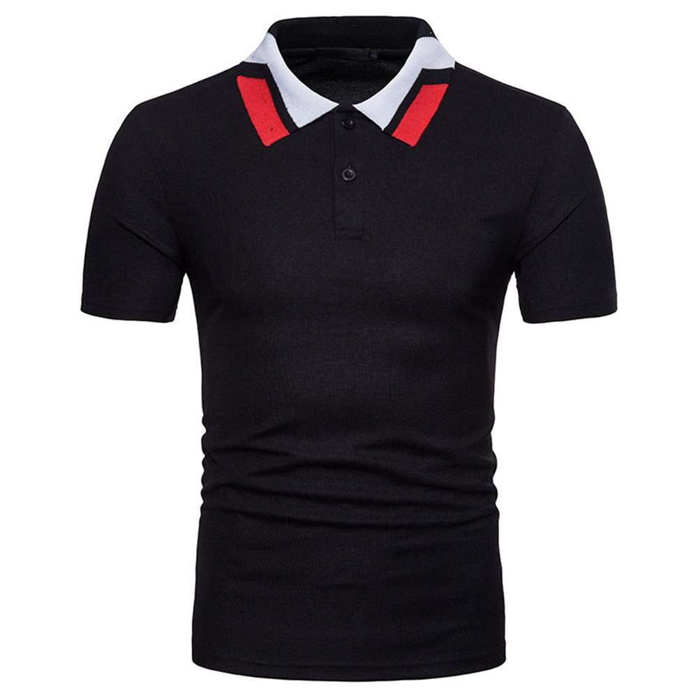 New European Men's Collar Color Matching Short-Sleeved T-Shirt