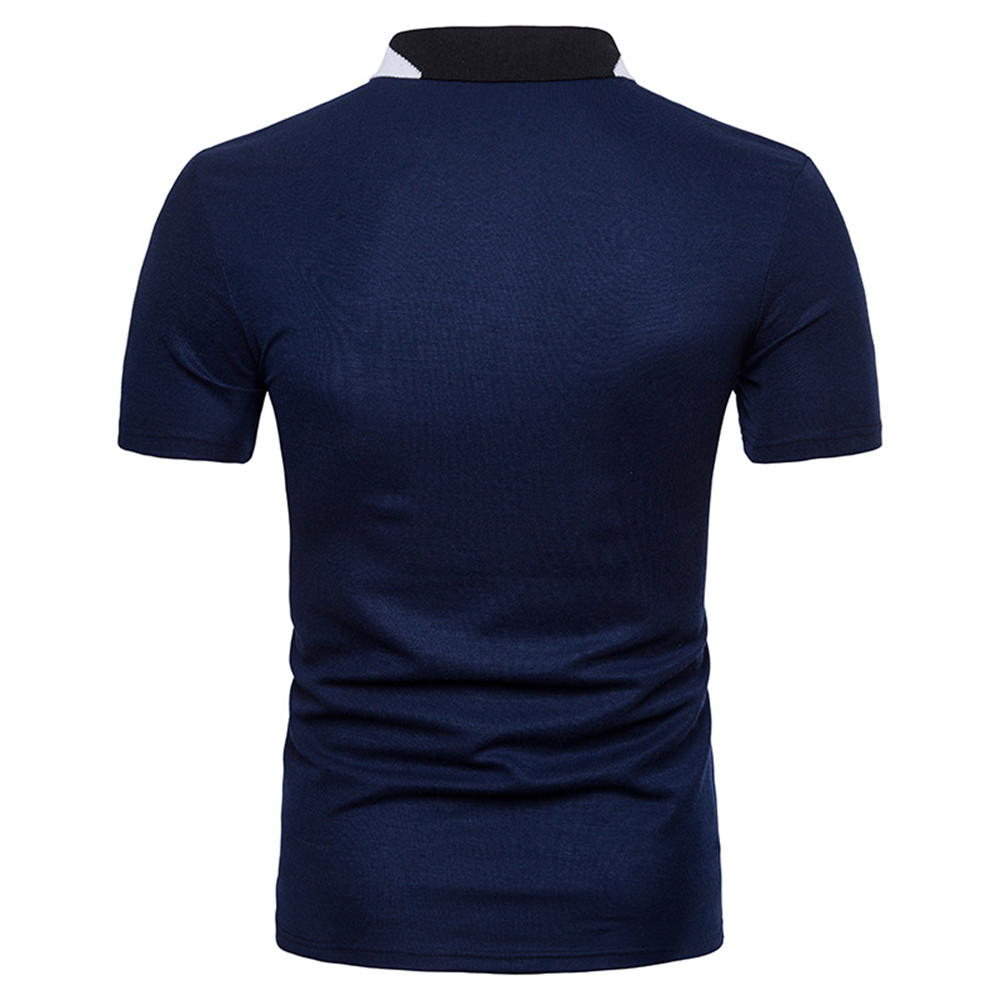 New European Men's Collar Color Matching Short-Sleeved T-Shirt