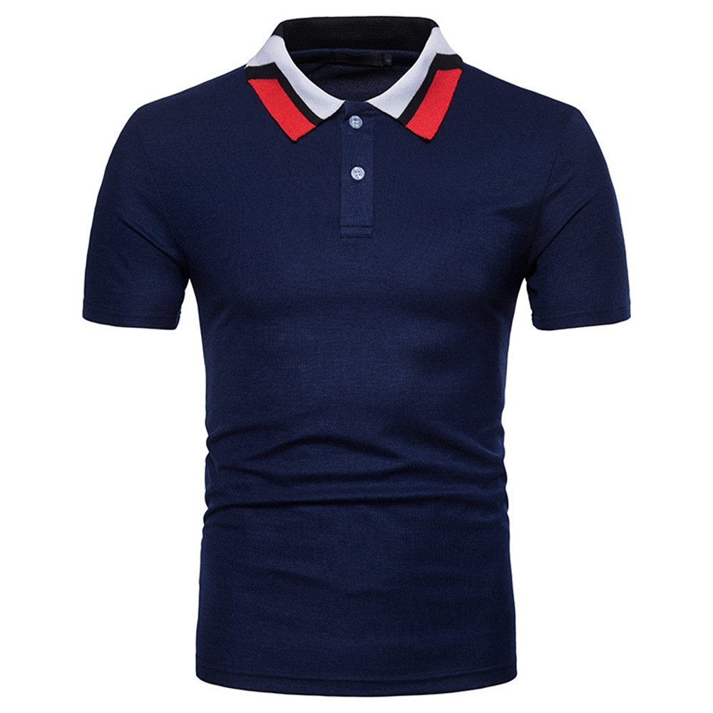 New European Men's Collar Color Matching Short-Sleeved T-Shirt