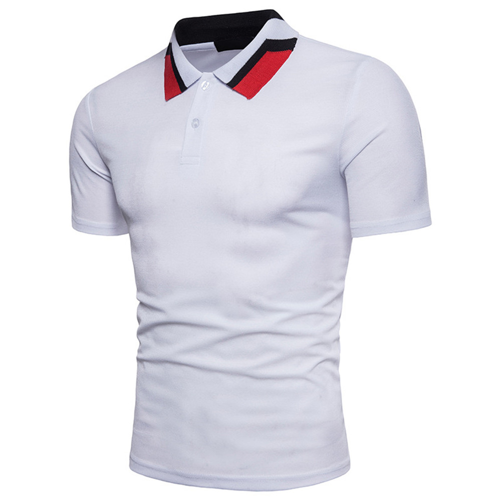 New European Men's Collar Color Matching Short-Sleeved T-Shirt