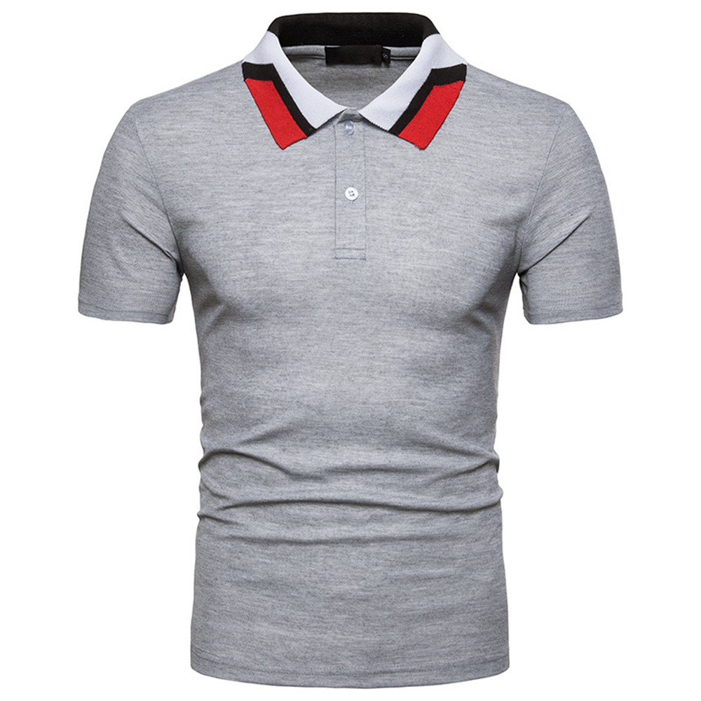 New European Men's Collar Color Matching Short-Sleeved T-Shirt