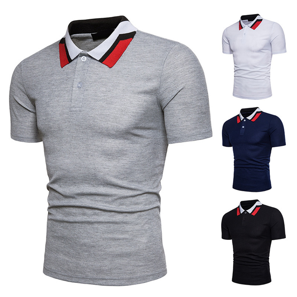 New European Men's Collar Color Matching Short-Sleeved T-Shirt