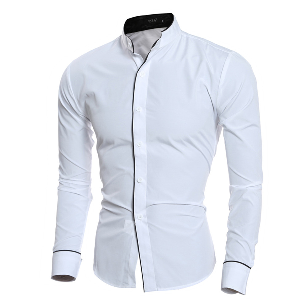 New Personality Striped Casual Collar Men's Slim Long-Sleeved Shirt