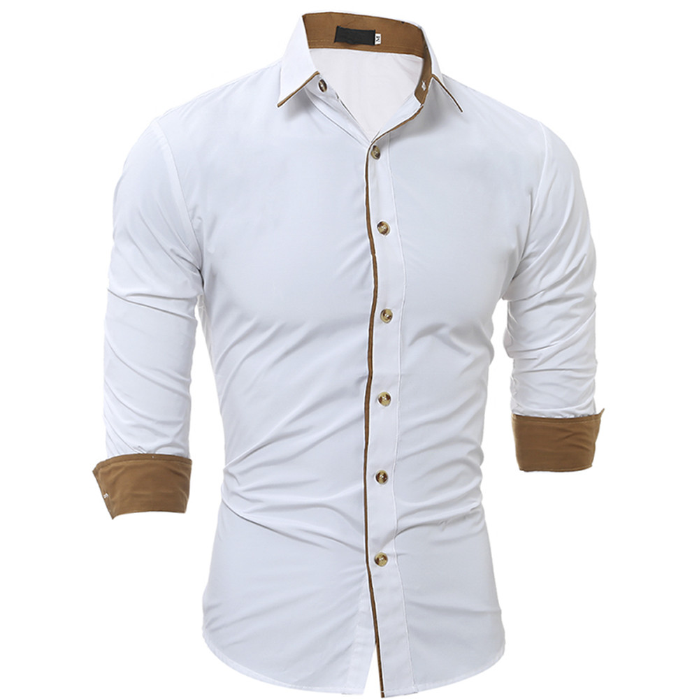 New Classic Color Personality Striped Men's Casual Slim Long-Sleeved Shirt