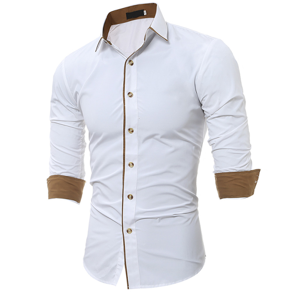 New Classic Color Personality Striped Men's Casual Slim Long-Sleeved Shirt