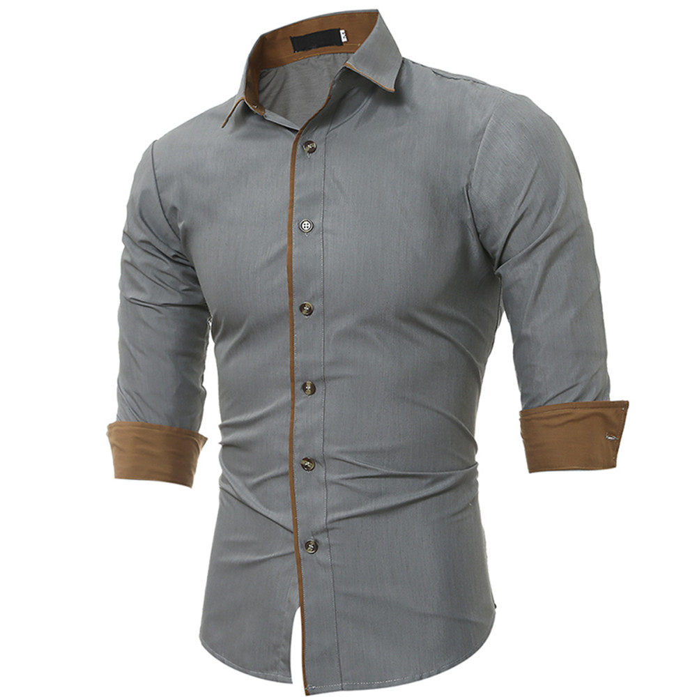 New Classic Color Personality Striped Men's Casual Slim Long-Sleeved Shirt