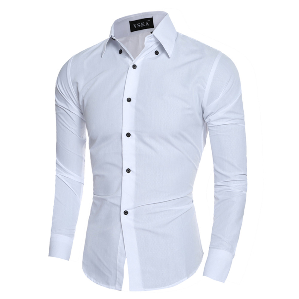 New High-Grade Embossed Men's Casual Modified Long-Sleeved Shirt