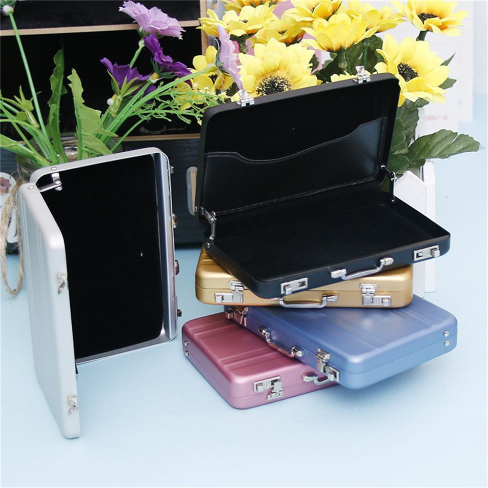 Mini Aluminum Safe Suitcase Briefcase Business Credit Bank Card Holder Box Case