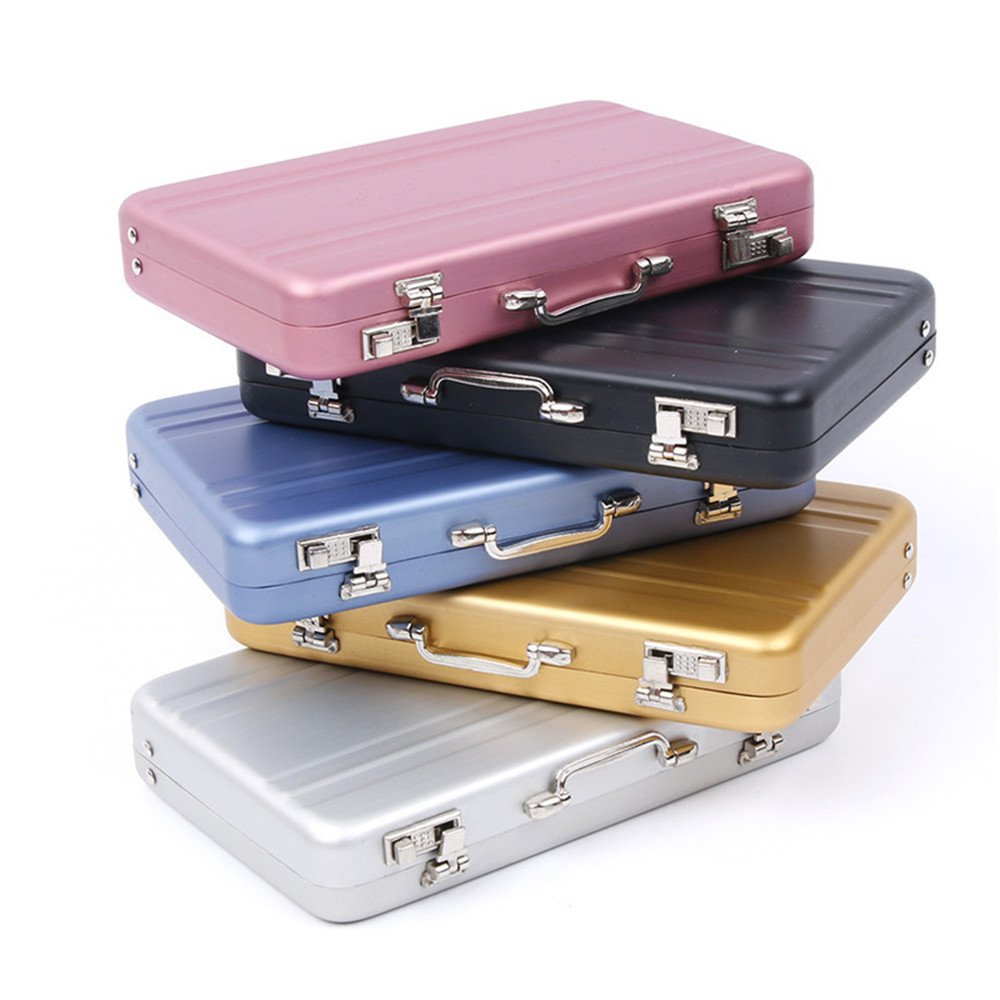 Mini Aluminum Safe Suitcase Briefcase Business Credit Bank Card Holder Box Case