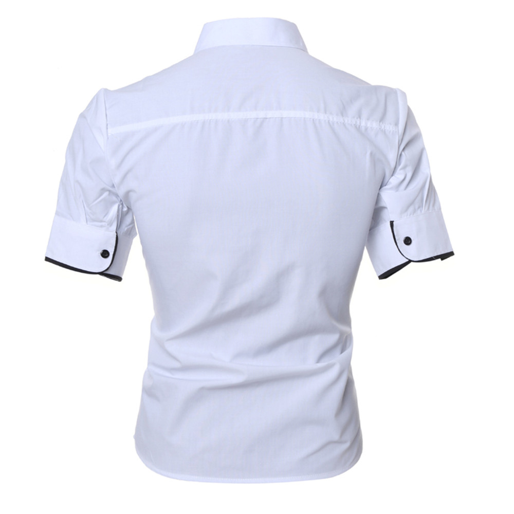 New Fashion Edging Lined Stripes Men's Slim Short-Sleeved Shirt