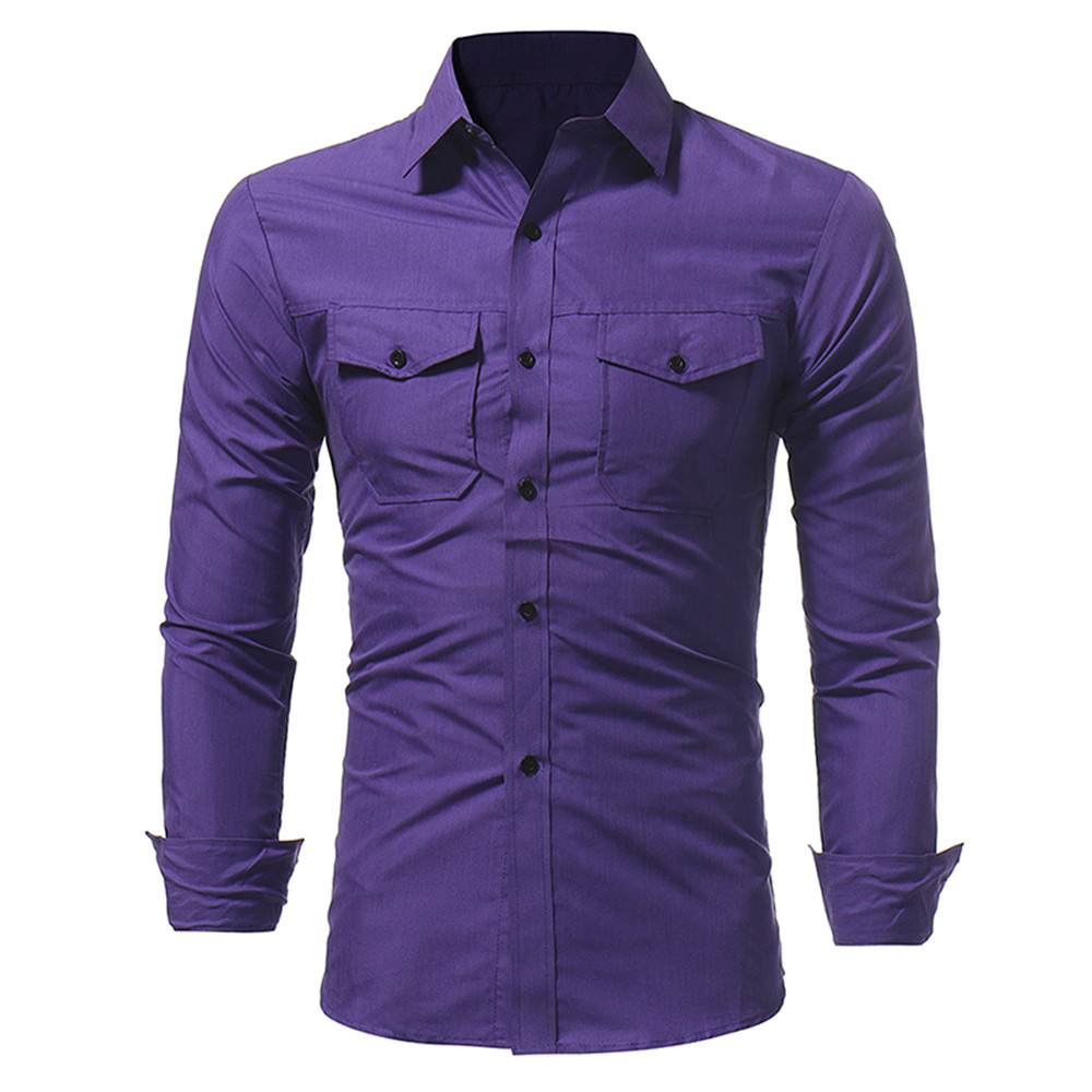 New Classic Double Sack Double Cover Men's Casual Slim Long Sleeve Shirt