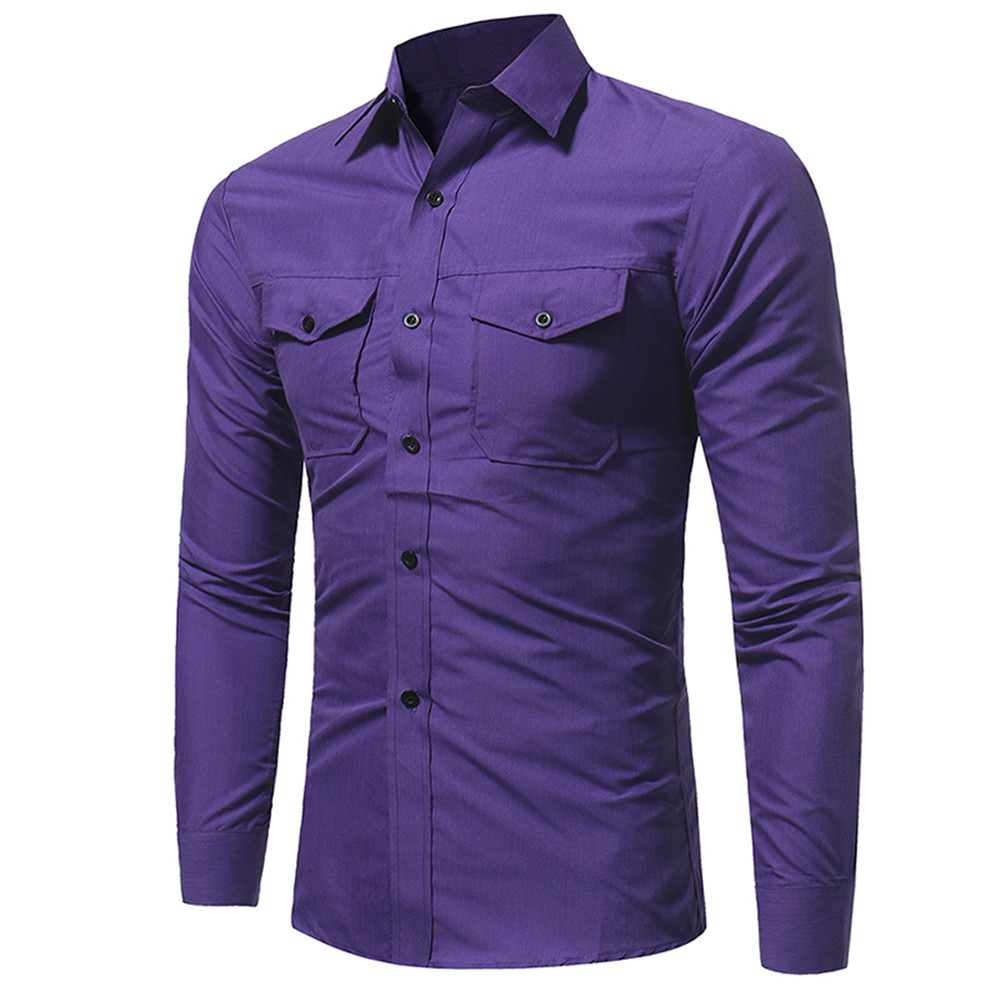 New Classic Double Sack Double Cover Men's Casual Slim Long Sleeve Shirt