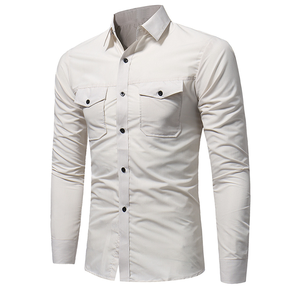 New Classic Double Sack Double Cover Men's Casual Slim Long Sleeve Shirt