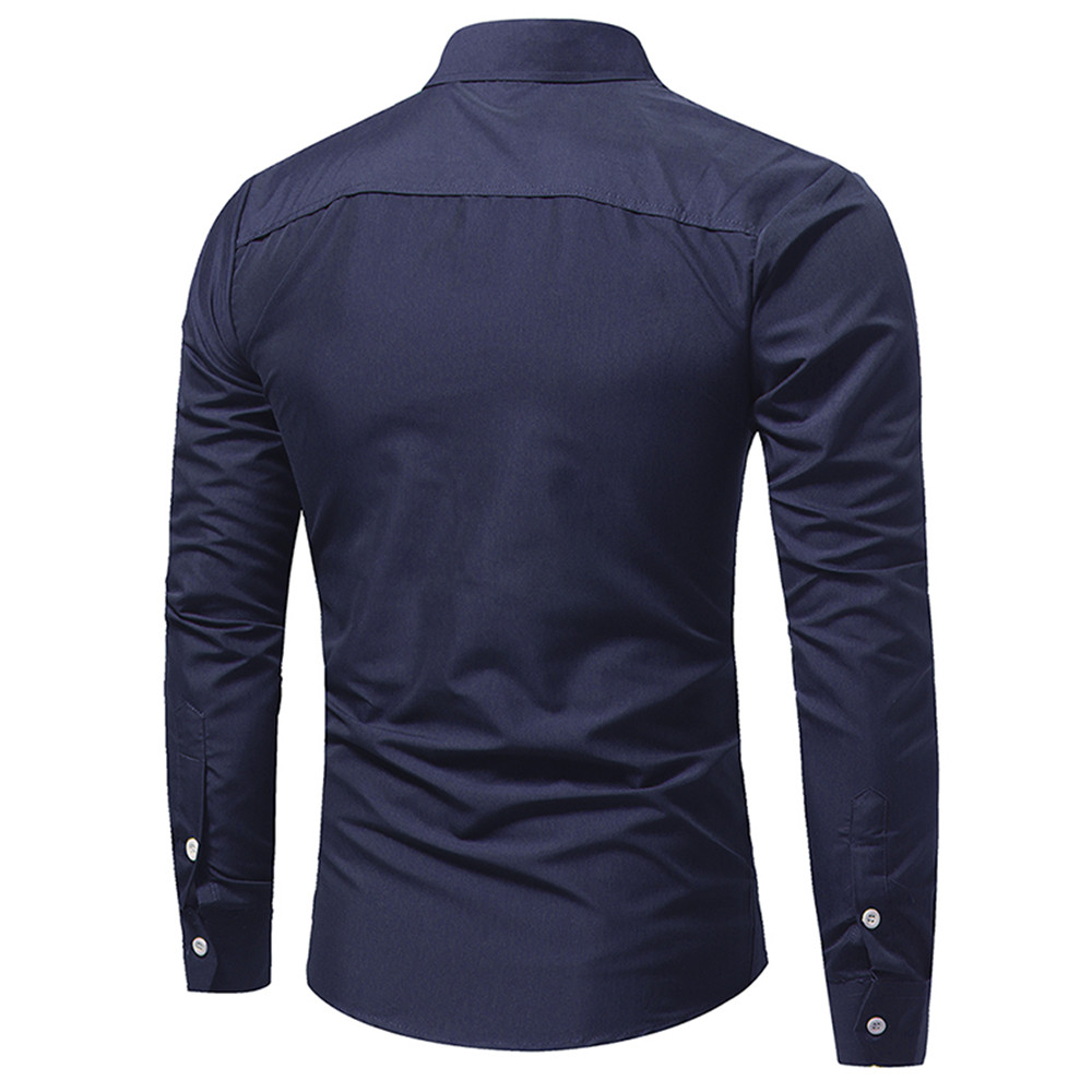 New Classic Double Sack Double Cover Men's Casual Slim Long Sleeve Shirt