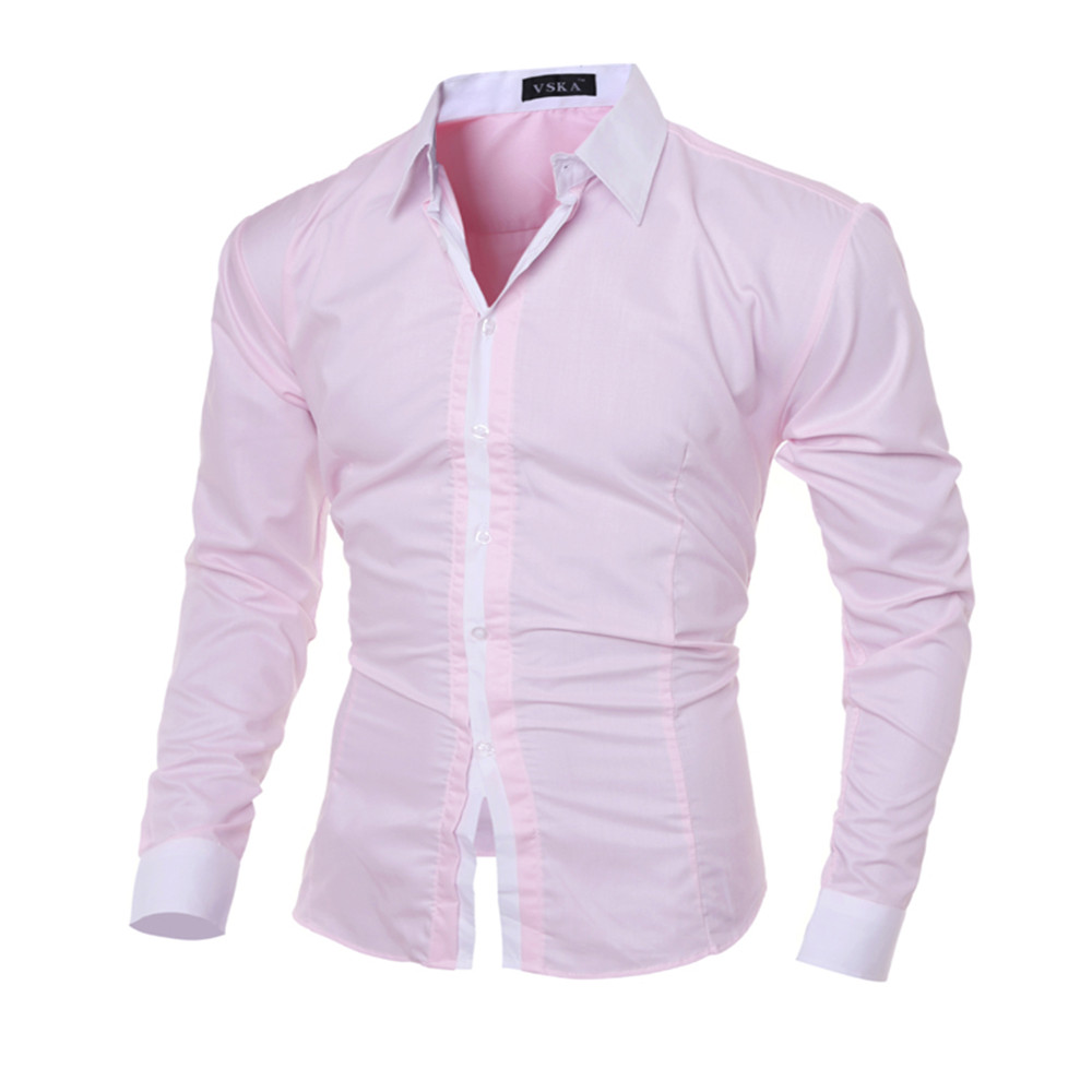 Classic Men's Fashion Slim Casual Color Collar Long-Sleeved Shirt