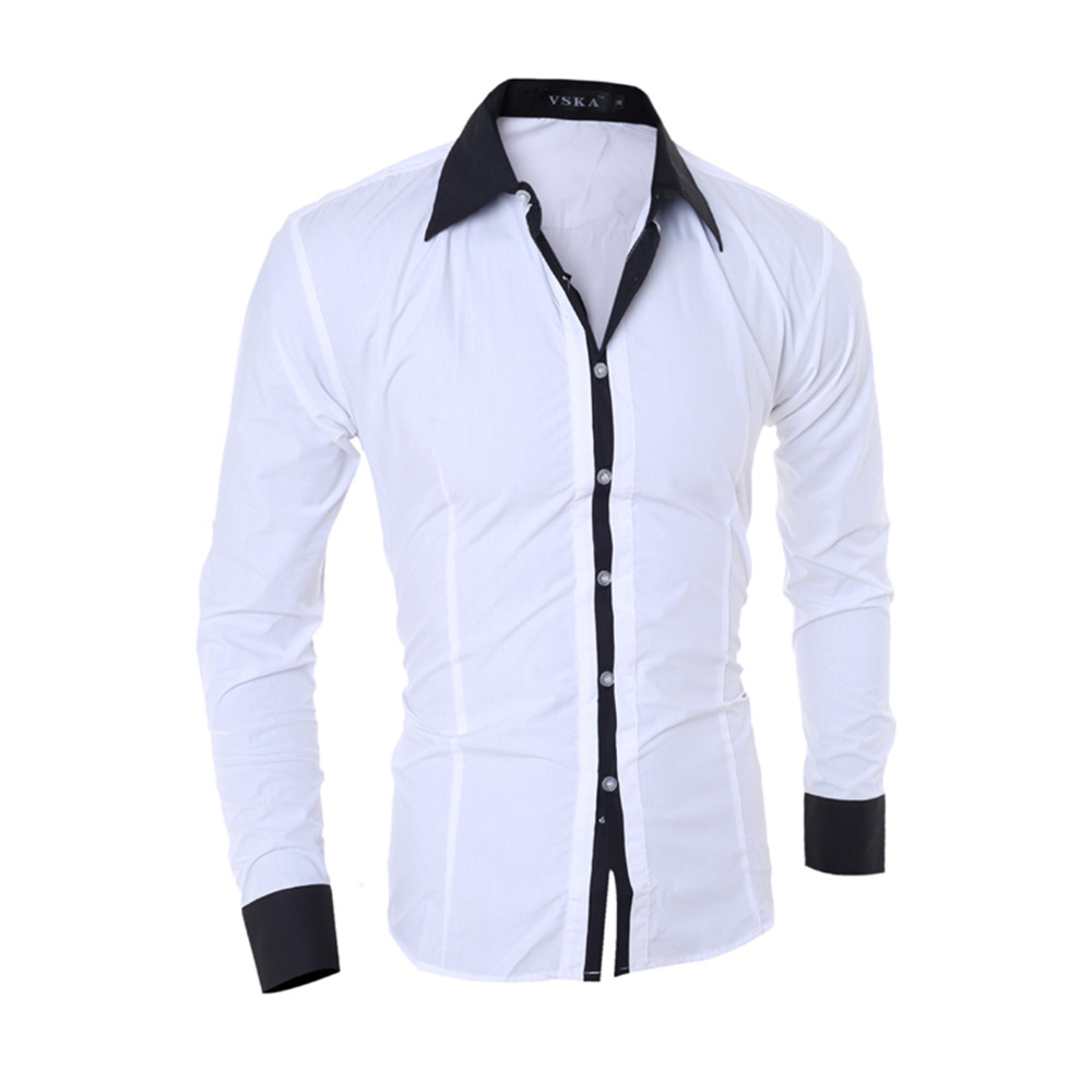 Classic Men's Fashion Slim Casual Color Collar Long-Sleeved Shirt