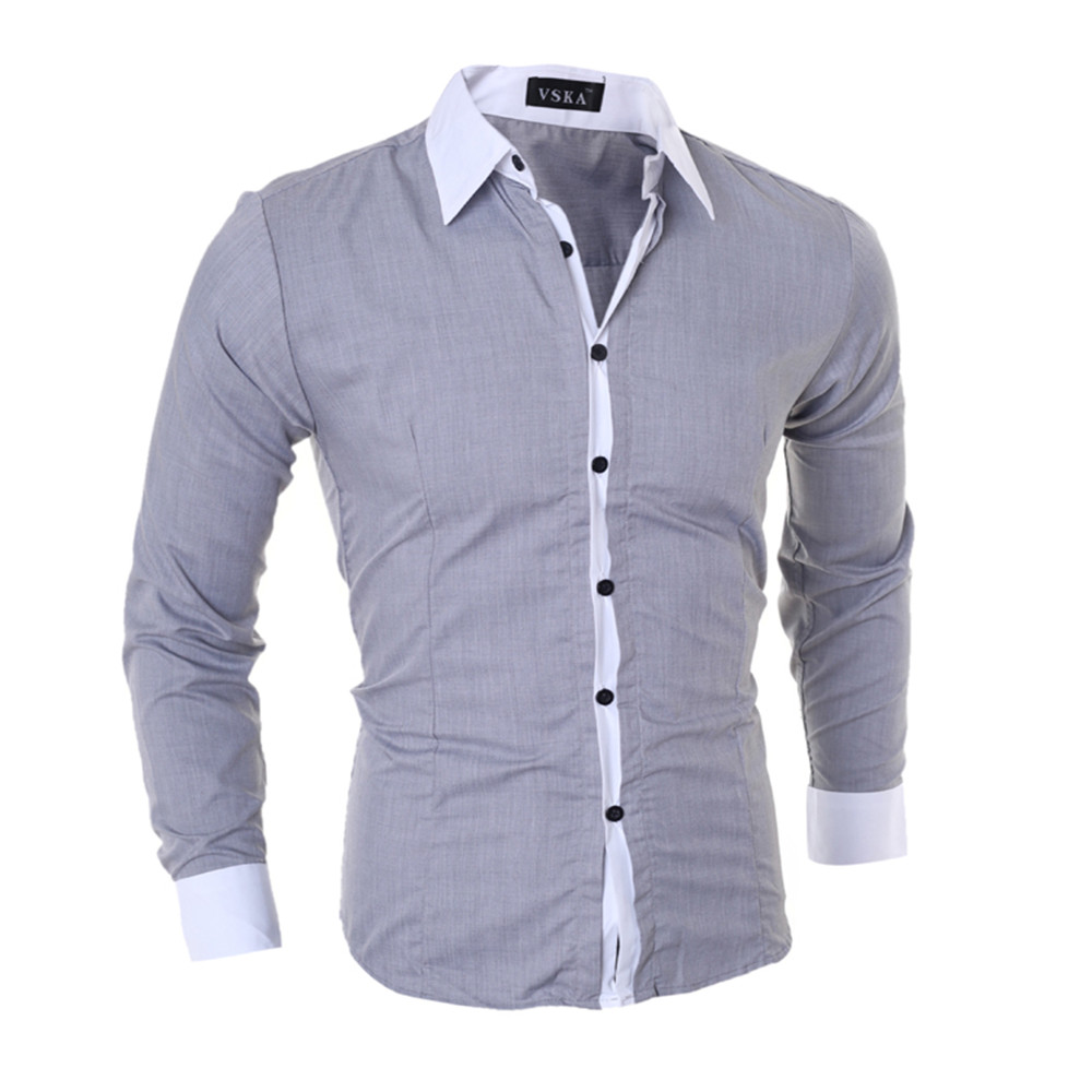 Classic Men's Fashion Slim Casual Color Collar Long-Sleeved Shirt