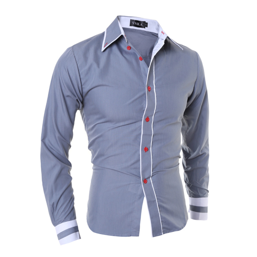 New Fashion Personality Men's Slim Casual Long-Sleeved Shirt